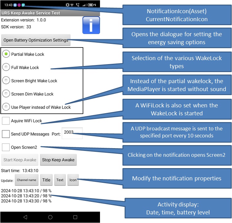 KeepAwake测试应用界面